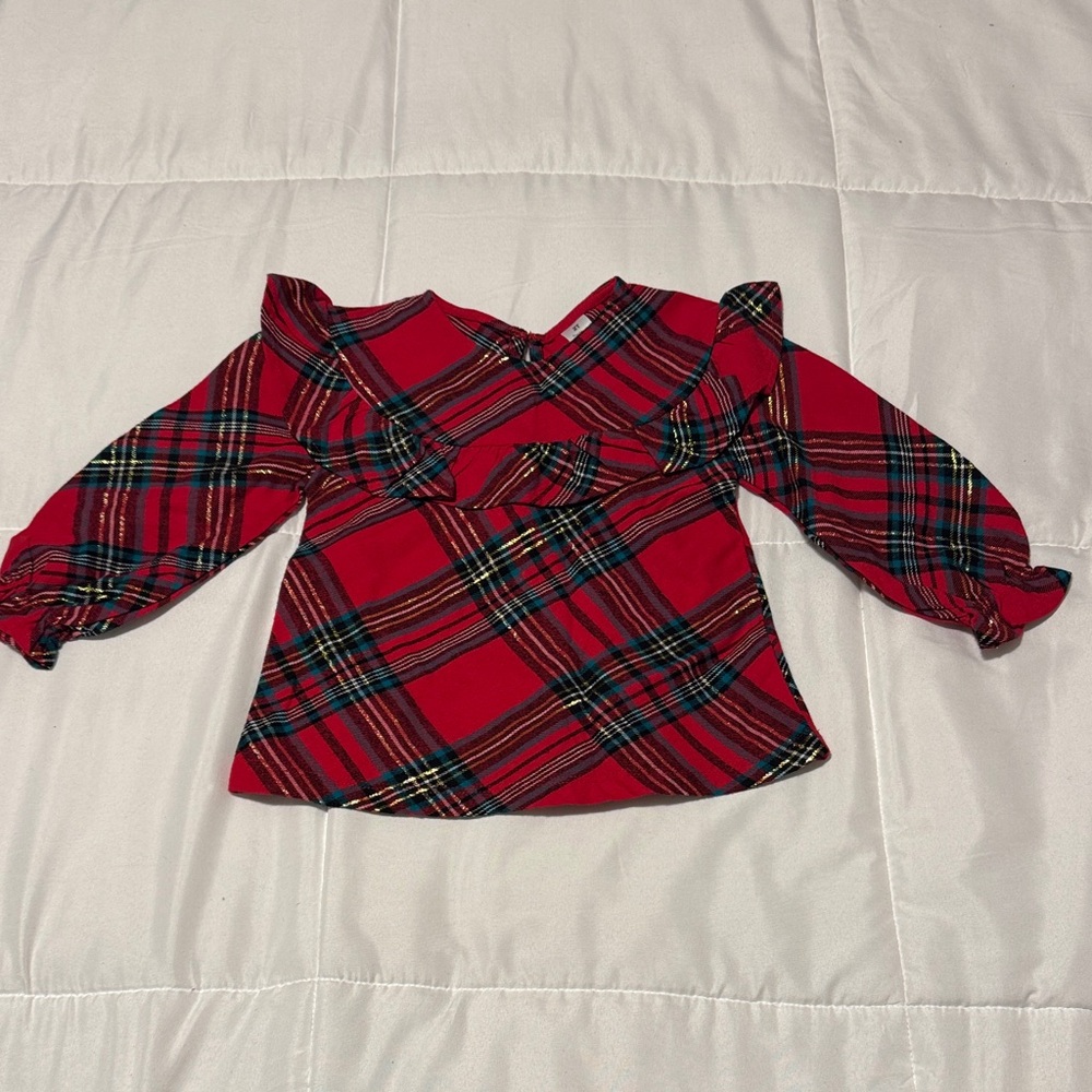 Plaid Red Metallic Kids Shirt